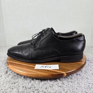 Magnanni Mens 10M Seve Black Leather Plain Toe Office Oxford Derby Dress Shoe